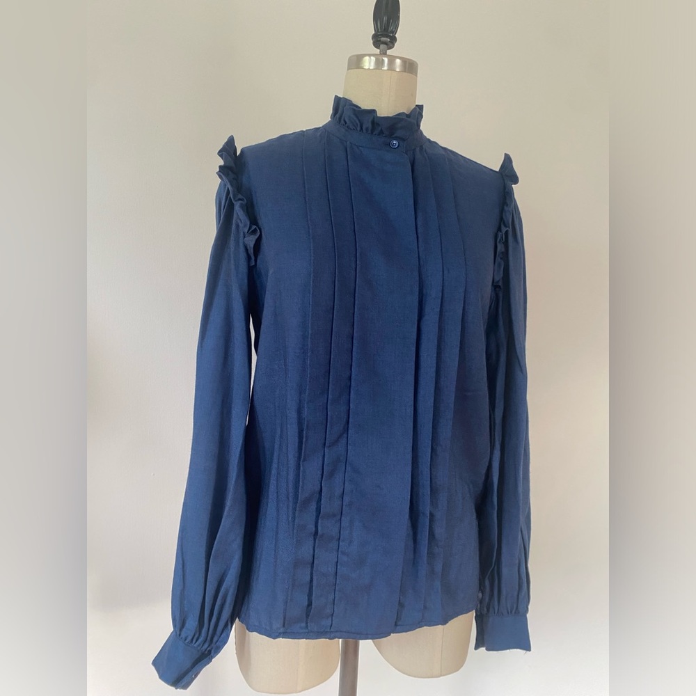 Gucci vintage 1970's silk/wool ruffle blouse